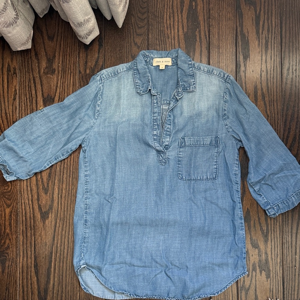 Cloth & Stone Light Blue Denim Top